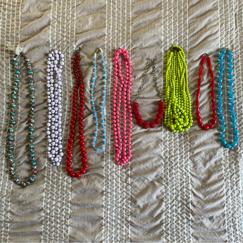 Lot Of 9 Miscellaneous Colorful Beaded Costume Jewelry
